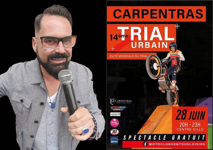 Sébastien GALAUP-speaker professionnel-Trial urbain-moto-Carpentras 2025