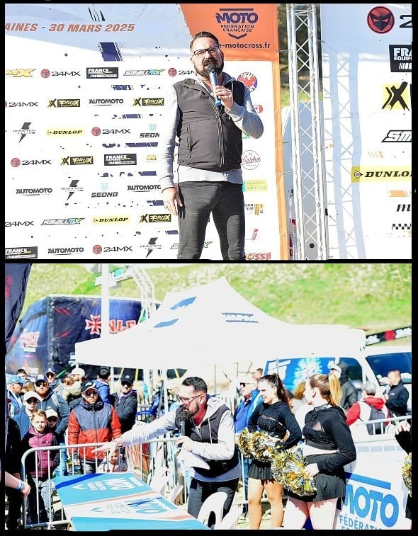 Sébastien GALAUP-speaker professionnel-Championnat de France 2025-Moto cross-Pernes Les Fontaines